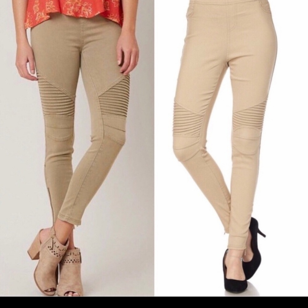 Soft & Stretchy Moto Jegging by New Mix Tan sm/med
